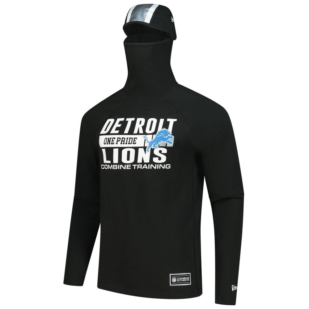 Detroit Lions New Era Functional Fandom Balaclava Helmet Stripe Tri-Blend Hoodie - Black for sale
