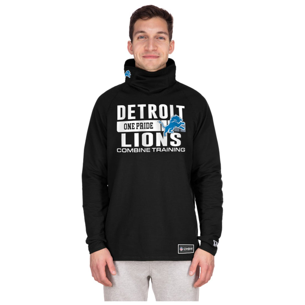 Detroit Lions New Era Functional Fandom Balaclava Helmet Stripe Tri-Blend Hoodie - Black for sale