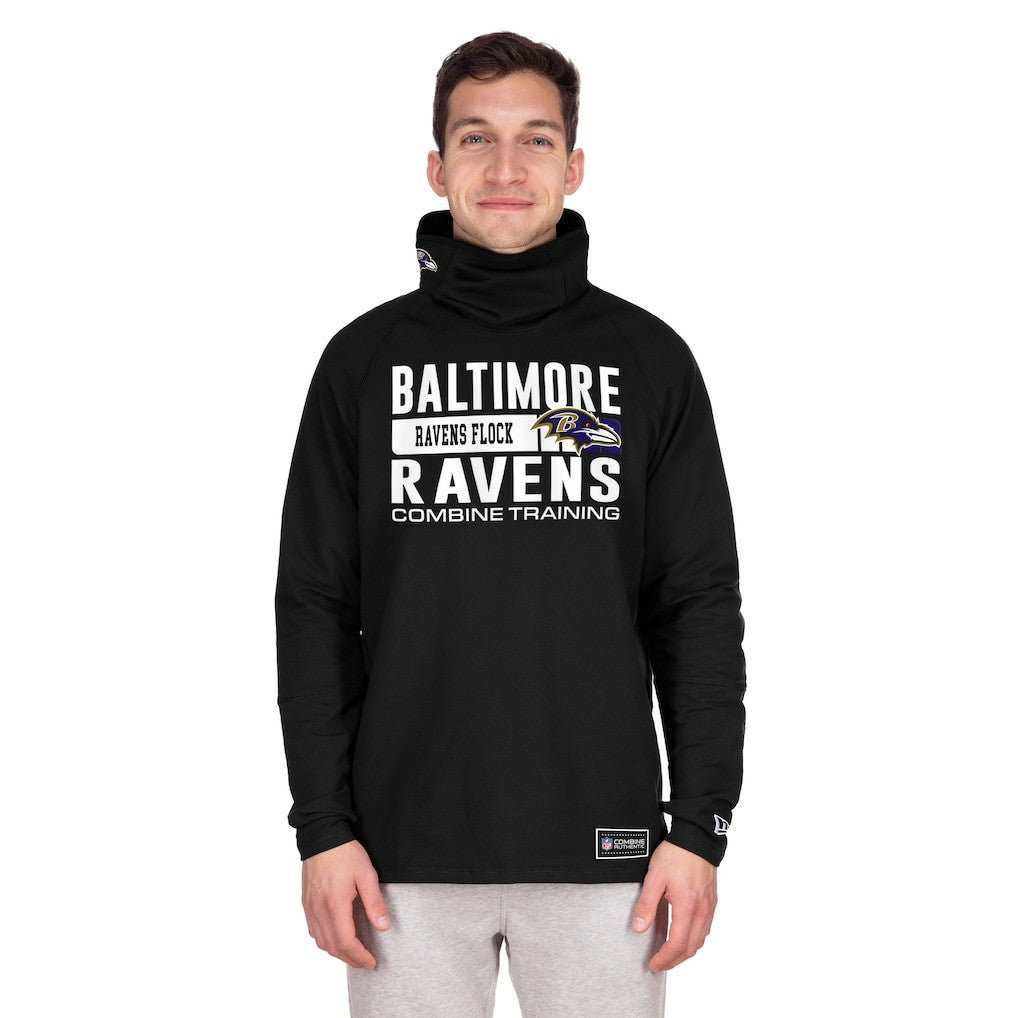 Baltimore Ravens New Era Functional Fandom Balaclava Helmet Stripe Tri-Blend Hoodie - Black cheap