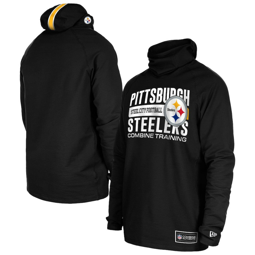 Pittsburgh Steelers New Era Functional Fandom Balaclava Helmet Stripe Tri-Blend Hoodie - Black cheap