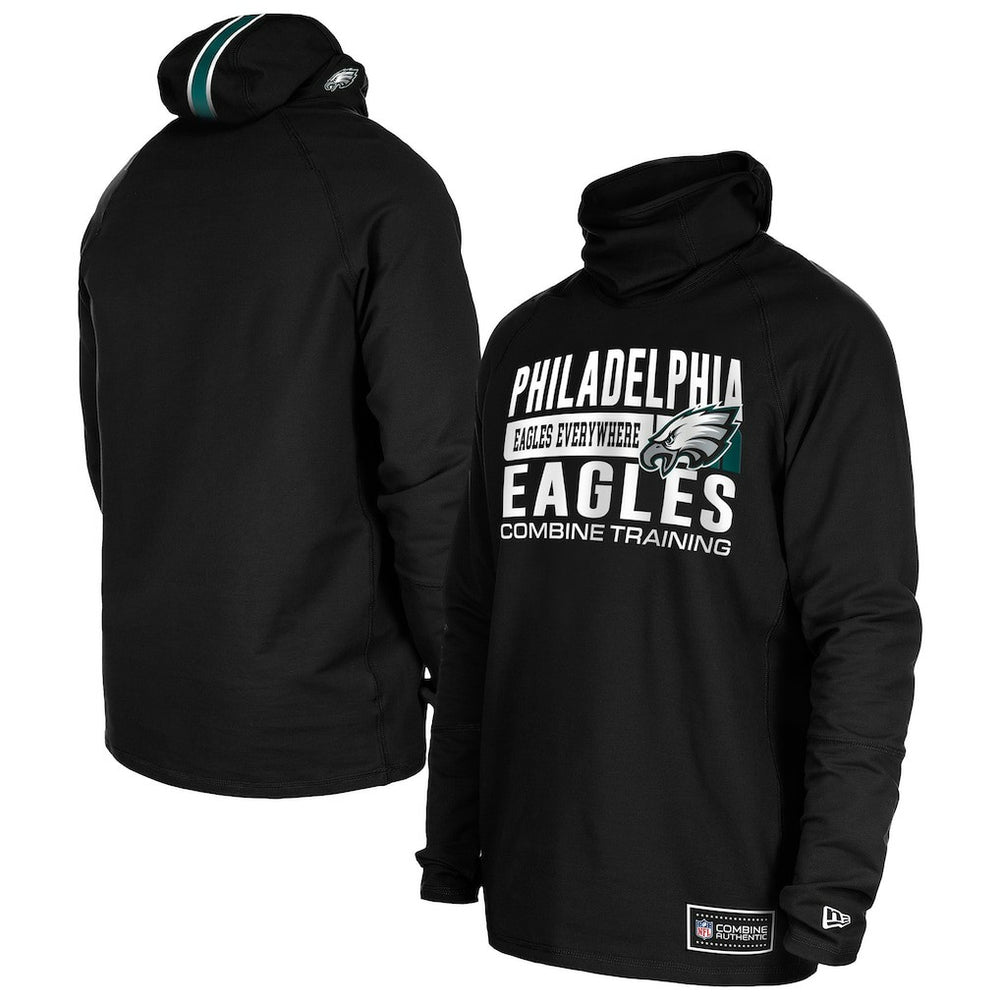 Philadelphia Eagles New Era Functional Fandom Balaclava Helmet Stripe Tri-Blend Hoodie - Black for sale