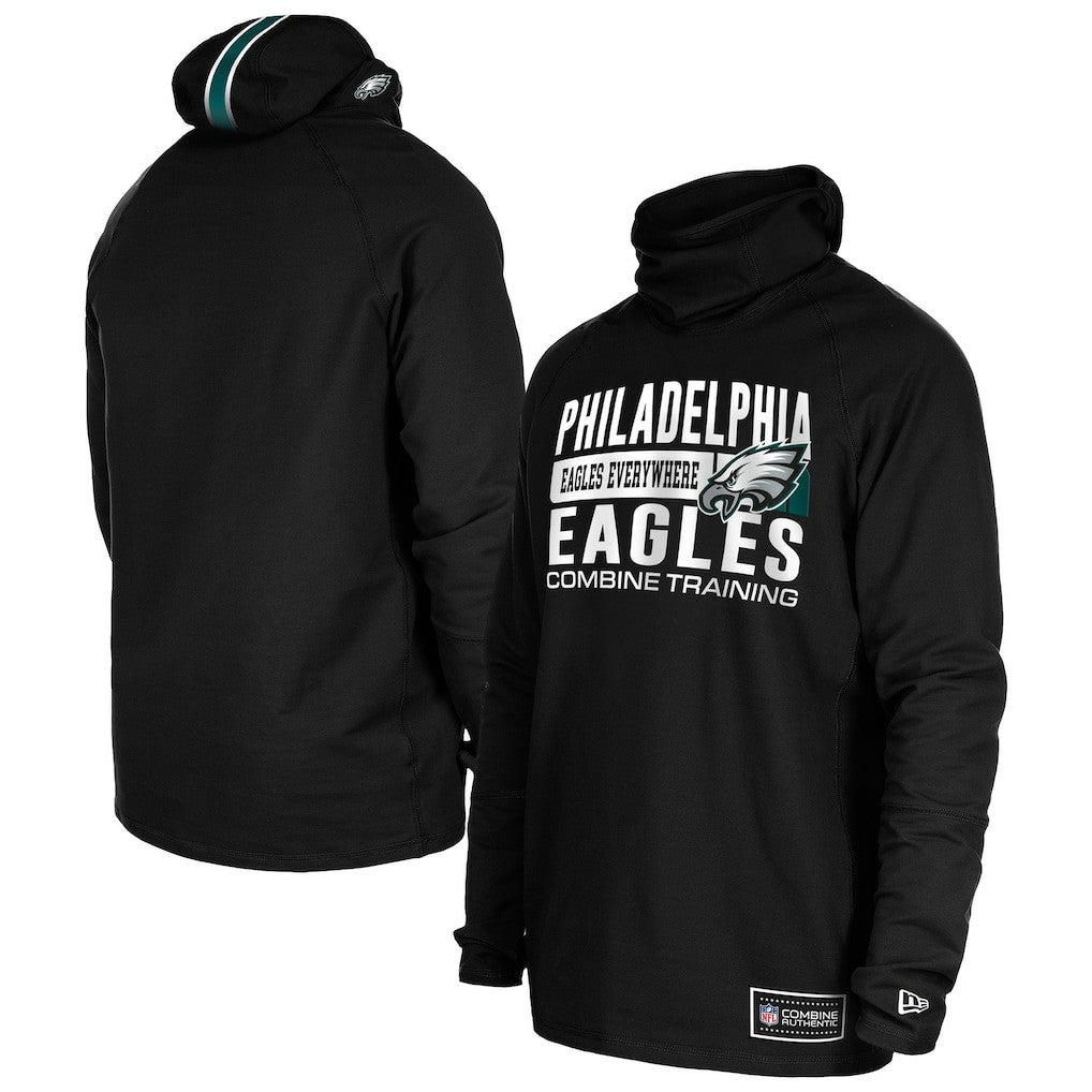 Philadelphia Eagles New Era Functional Fandom Balaclava Helmet Stripe Tri-Blend Hoodie - Black for sale