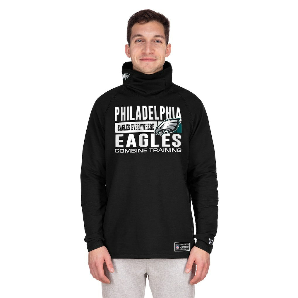 Philadelphia Eagles New Era Functional Fandom Balaclava Helmet Stripe Tri-Blend Hoodie - Black for sale