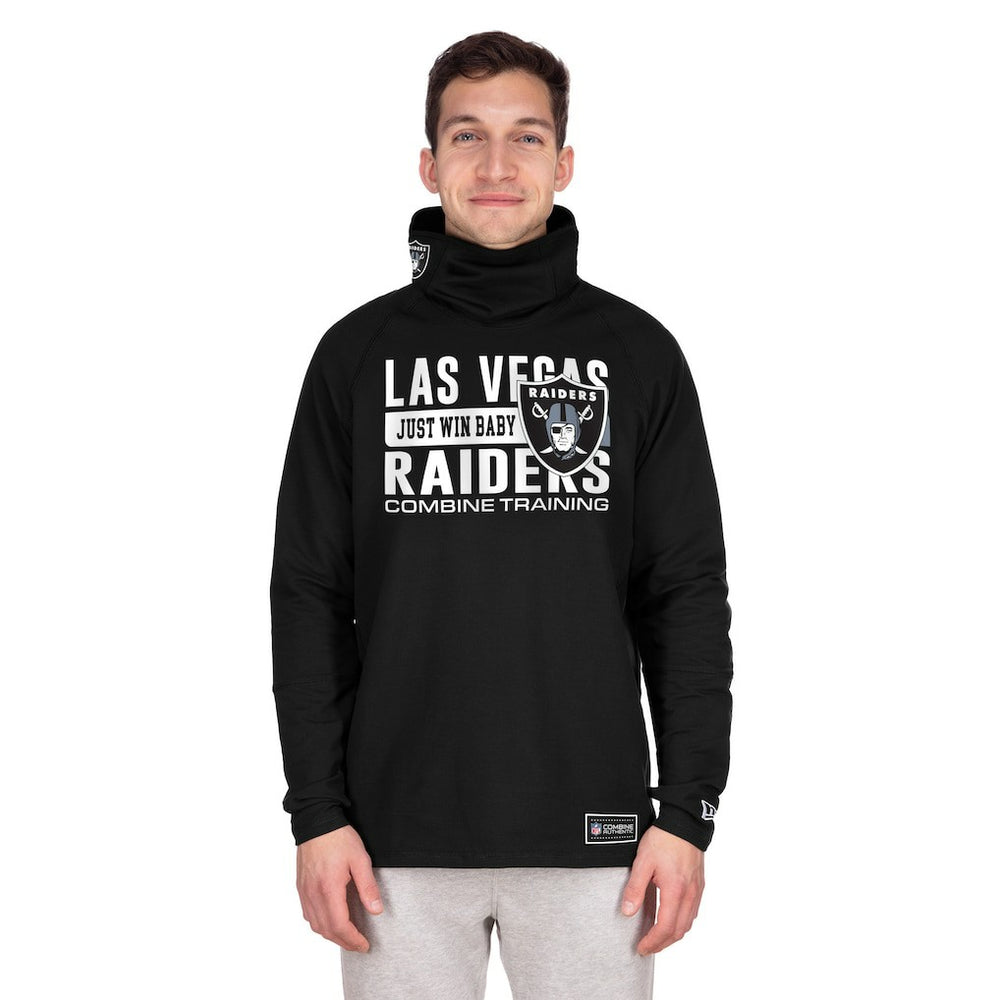 Las Vegas Raiders New Era Functional Fandom Balaclava Helmet Stripe Tri-Blend Hoodie - Black discount