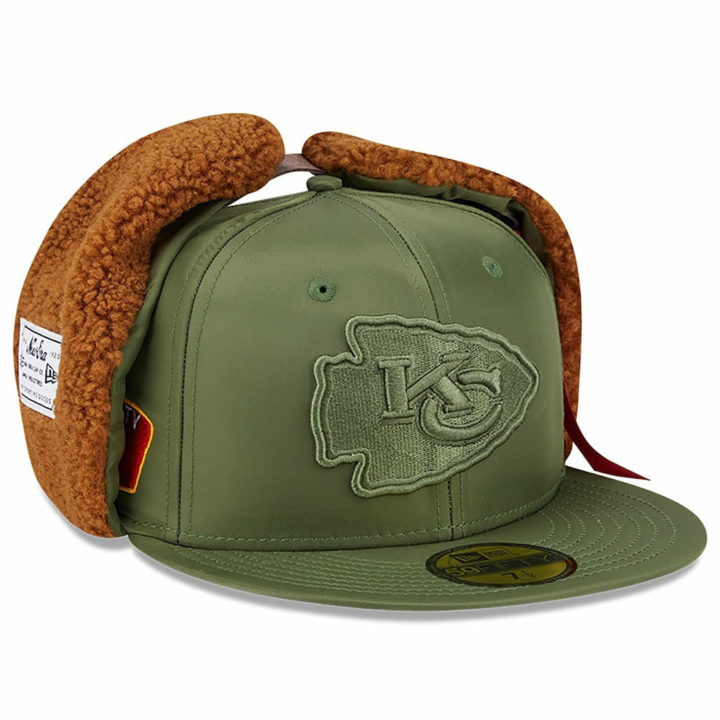 Kansas City Chiefs New Era x Alpha Industries Dog Ears 59FIFTY Fitted Hat - Olive for sale