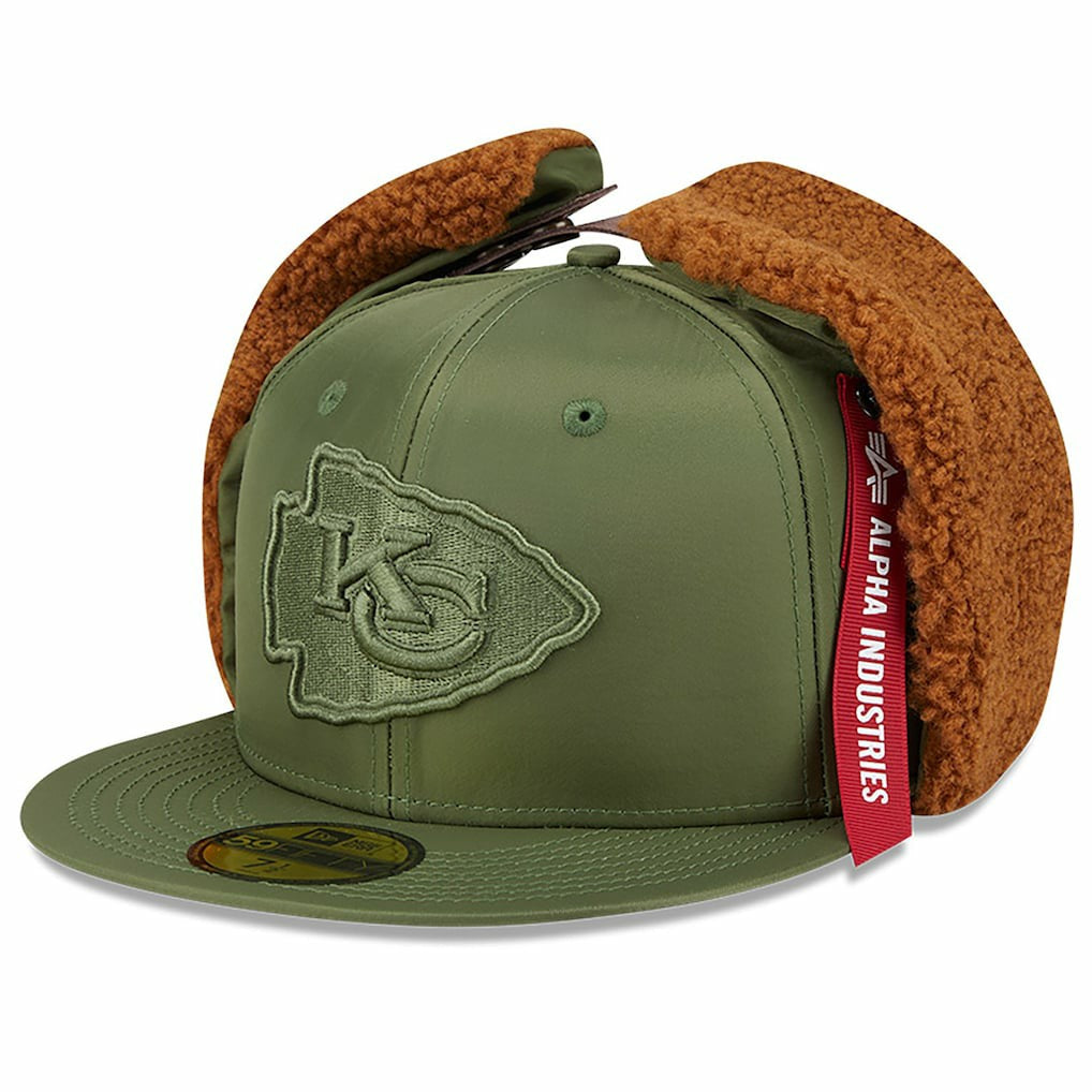 Kansas City Chiefs New Era x Alpha Industries Dog Ears 59FIFTY Fitted Hat - Olive for sale