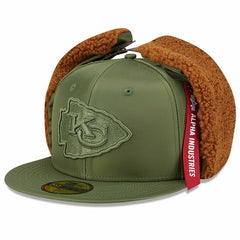 Kansas City Chiefs New Era x Alpha Industries Dog Ears 59FIFTY Fitted Hat - Olive for sale