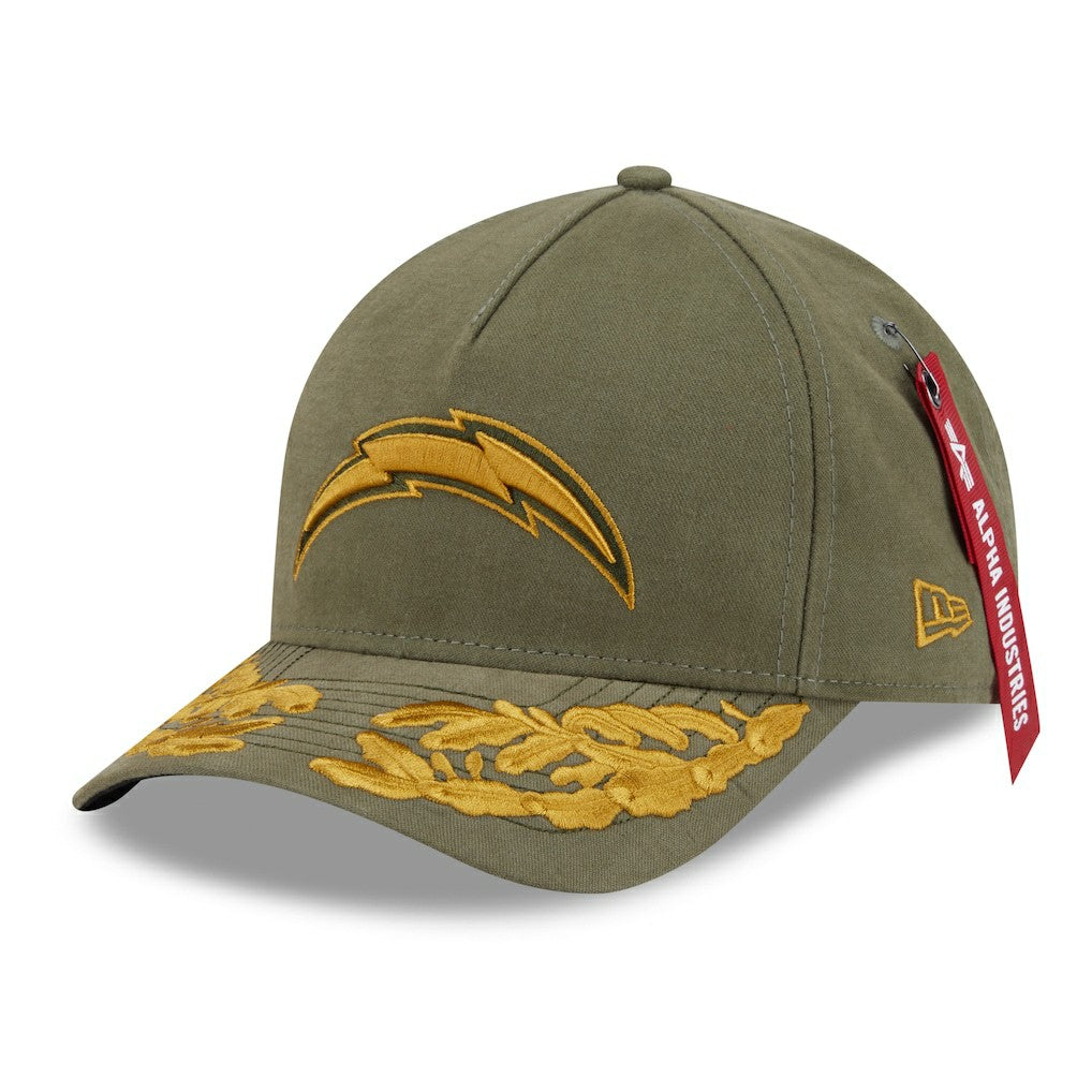 Los Angeles Chargers New Era x Alpha Industries A-Frame 9FORTY Adjustable Hat - Olive online
