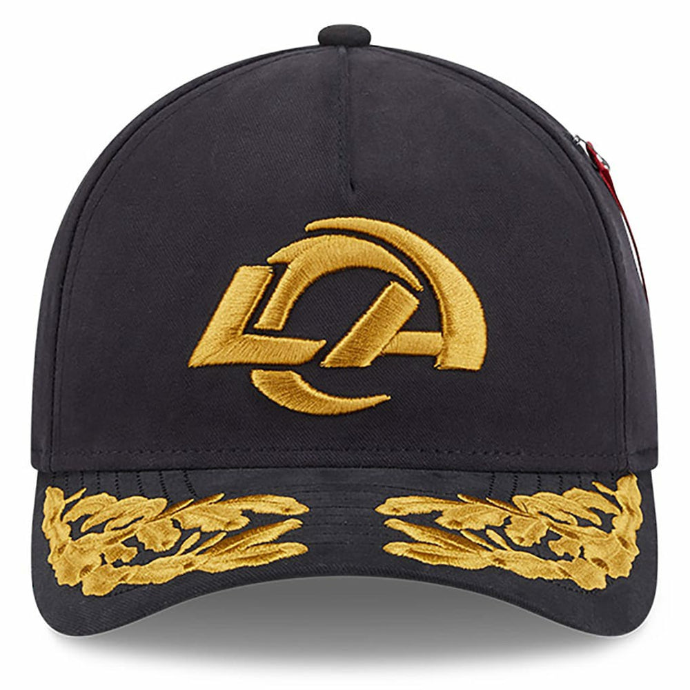 Los Angeles Rams New Era x Alpha Industries A-Frame 9FORTY Adjustable Hat - Black on sale