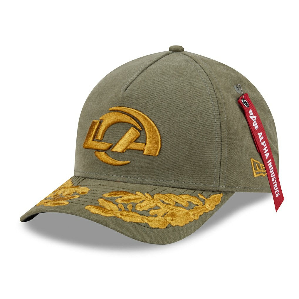 Los Angeles Rams New Era x Alpha Industries A-Frame 9FORTY Adjustable Hat - Olive for sale