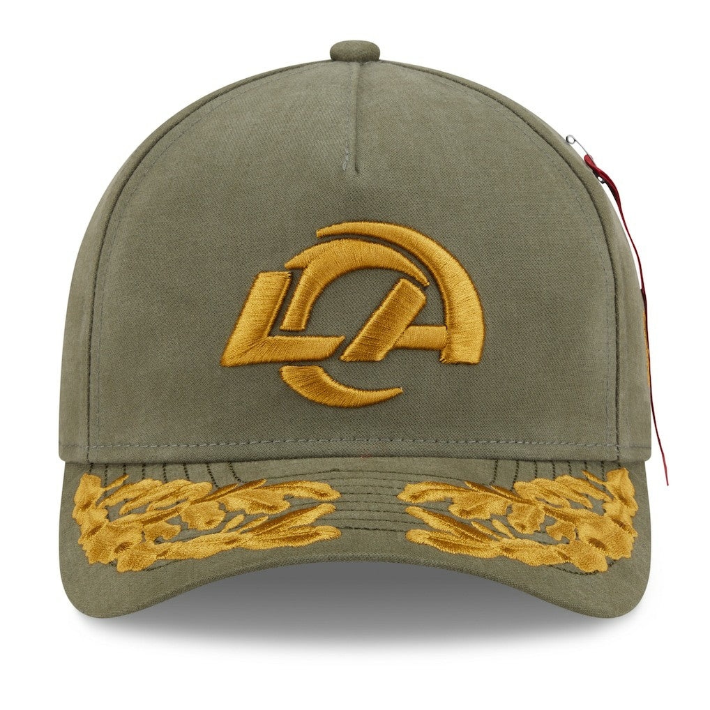 Los Angeles Rams New Era x Alpha Industries A-Frame 9FORTY Adjustable Hat - Olive for sale