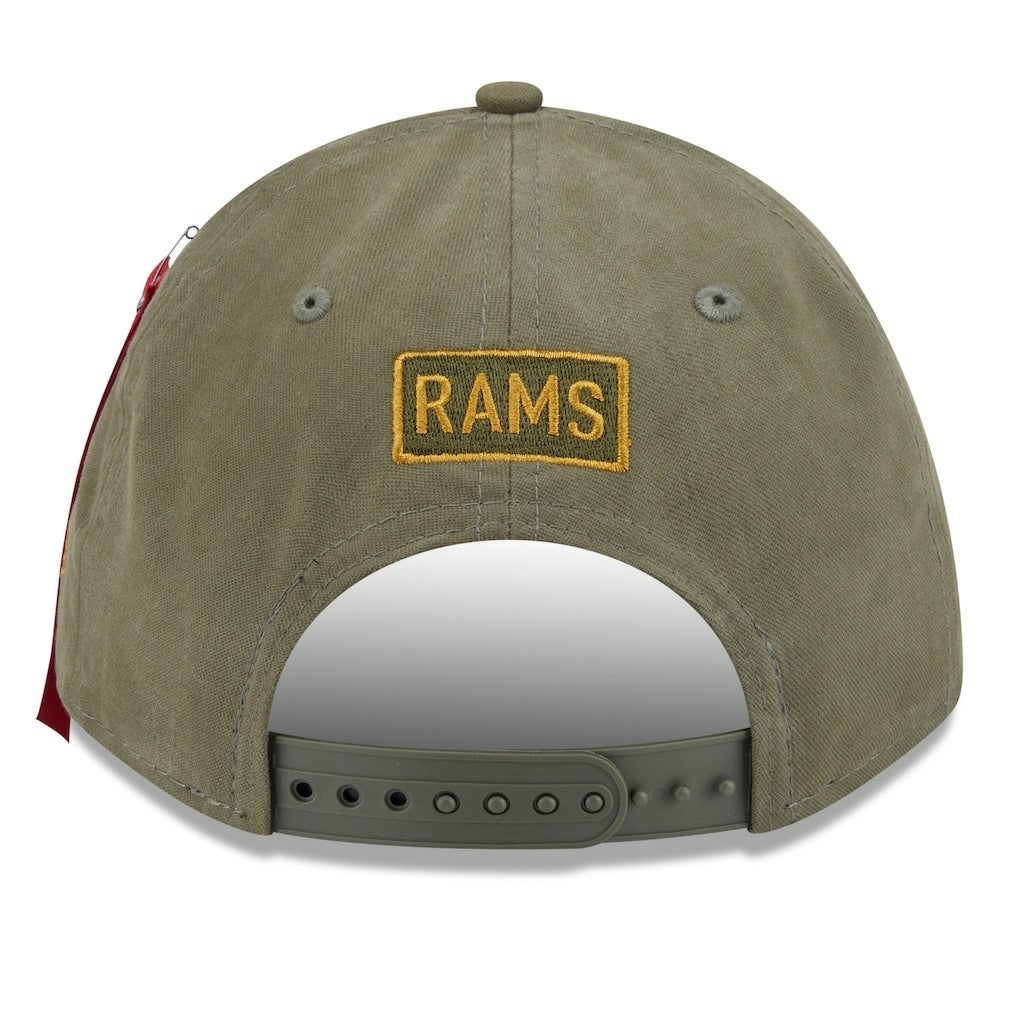 Los Angeles Rams New Era x Alpha Industries A-Frame 9FORTY Adjustable Hat - Olive for sale
