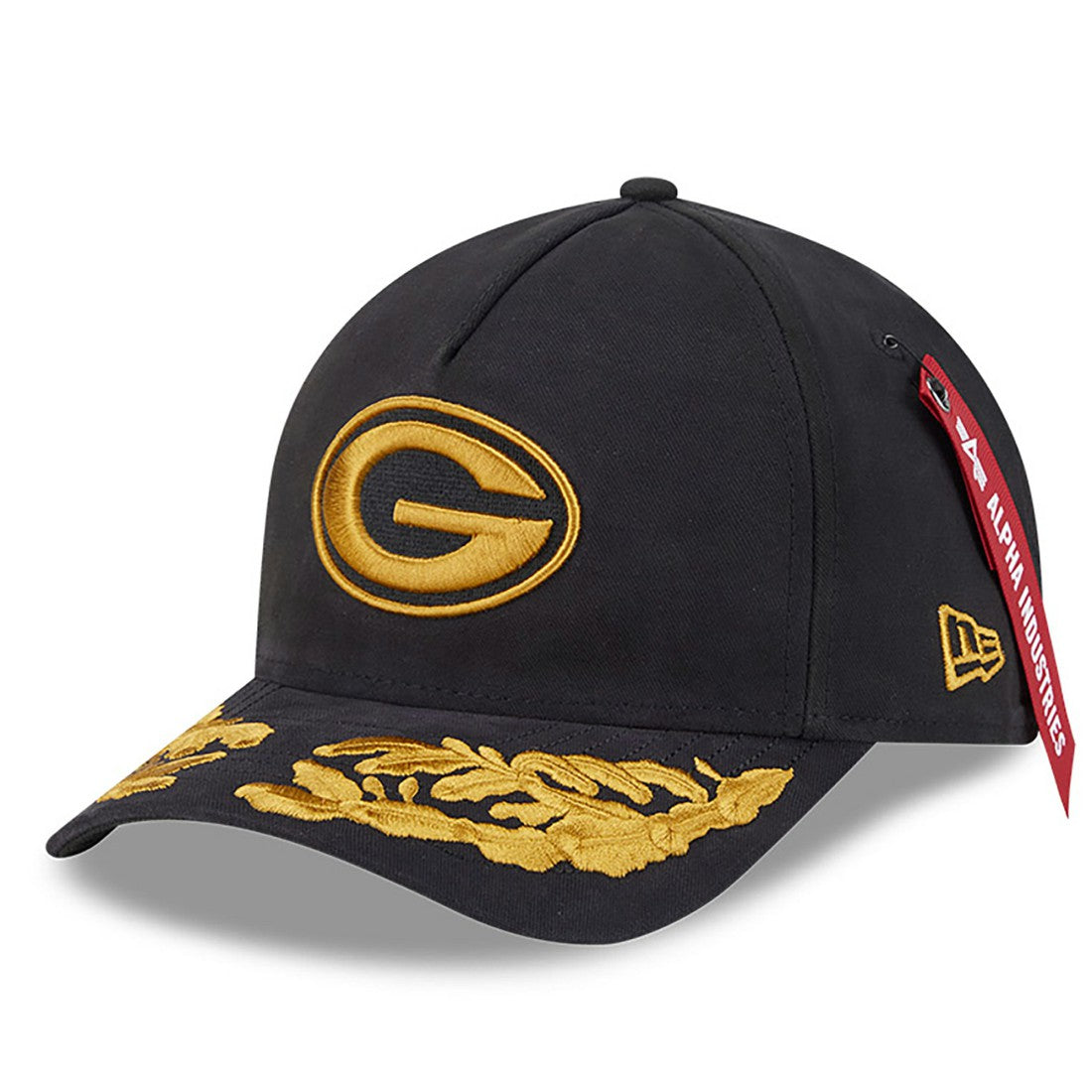 Green Bay Packers New Era x Alpha Industries A-Frame 9FORTY Adjustable Hat - Black cheap