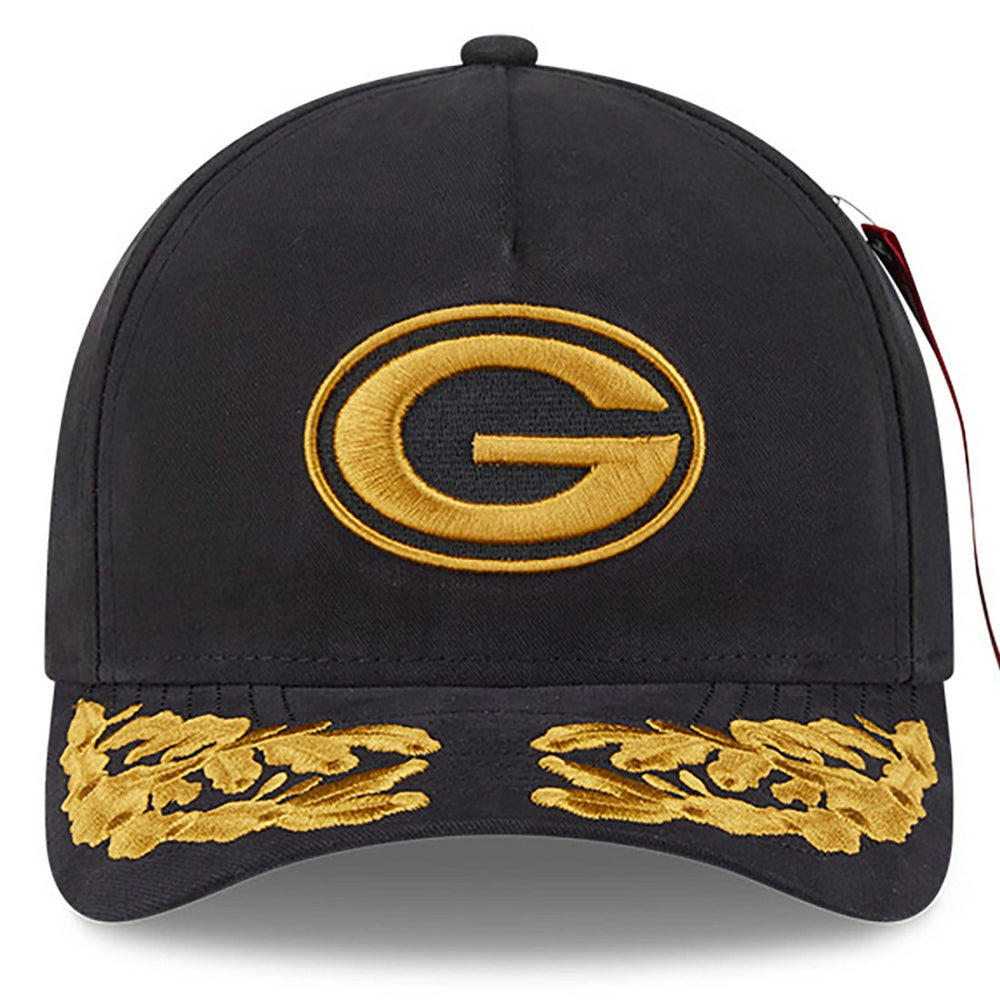 Green Bay Packers New Era x Alpha Industries A-Frame 9FORTY Adjustable Hat - Black cheap