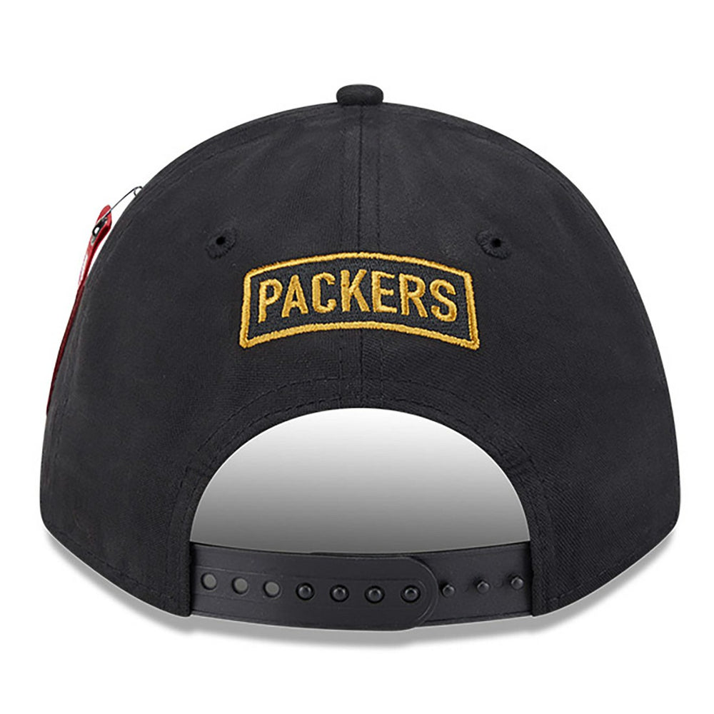 Green Bay Packers New Era x Alpha Industries A-Frame 9FORTY Adjustable Hat - Black cheap