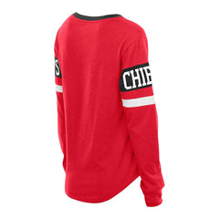 Kansas City Chiefs New Era Women's Plus Size Throwback Lace-Up Long Sleeve T-Shirt - Red cheap