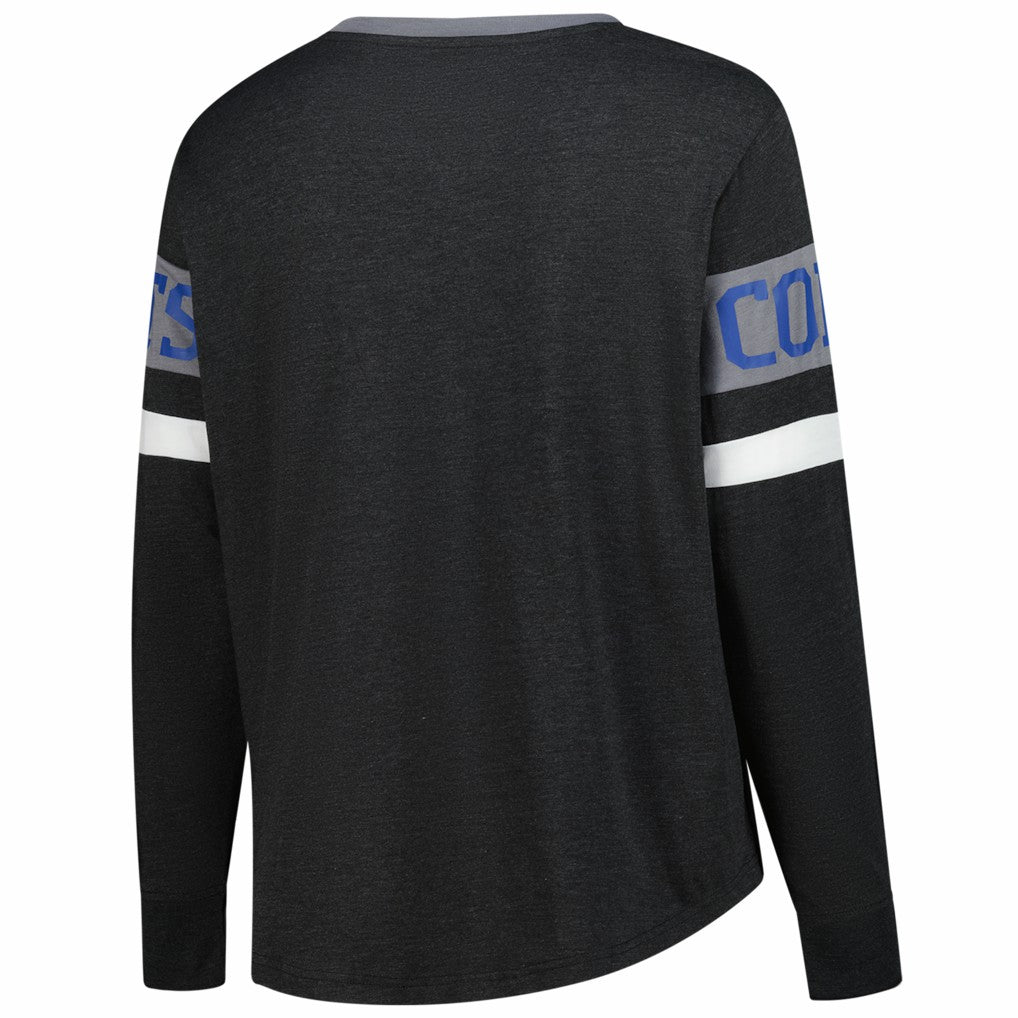 Indianapolis Colts New Era Women's Plus Size Throwback Lace-Up Long Sleeve T-Shirt - Black discount