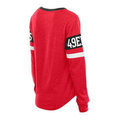 San Francisco 49ers New Era Women's Plus Size Throwback Lace-Up Long Sleeve T-Shirt - Scarlet sale