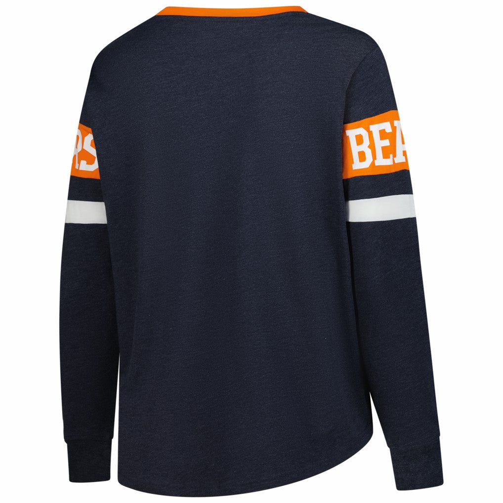 Chicago Bears New Era Women's Plus Size Throwback Lace-Up Long Sleeve T-Shirt - Navy online