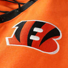 Cincinnati Bengals New Era Women's Plus Size Throwback Lace-Up Long Sleeve T-Shirt - Orange discount