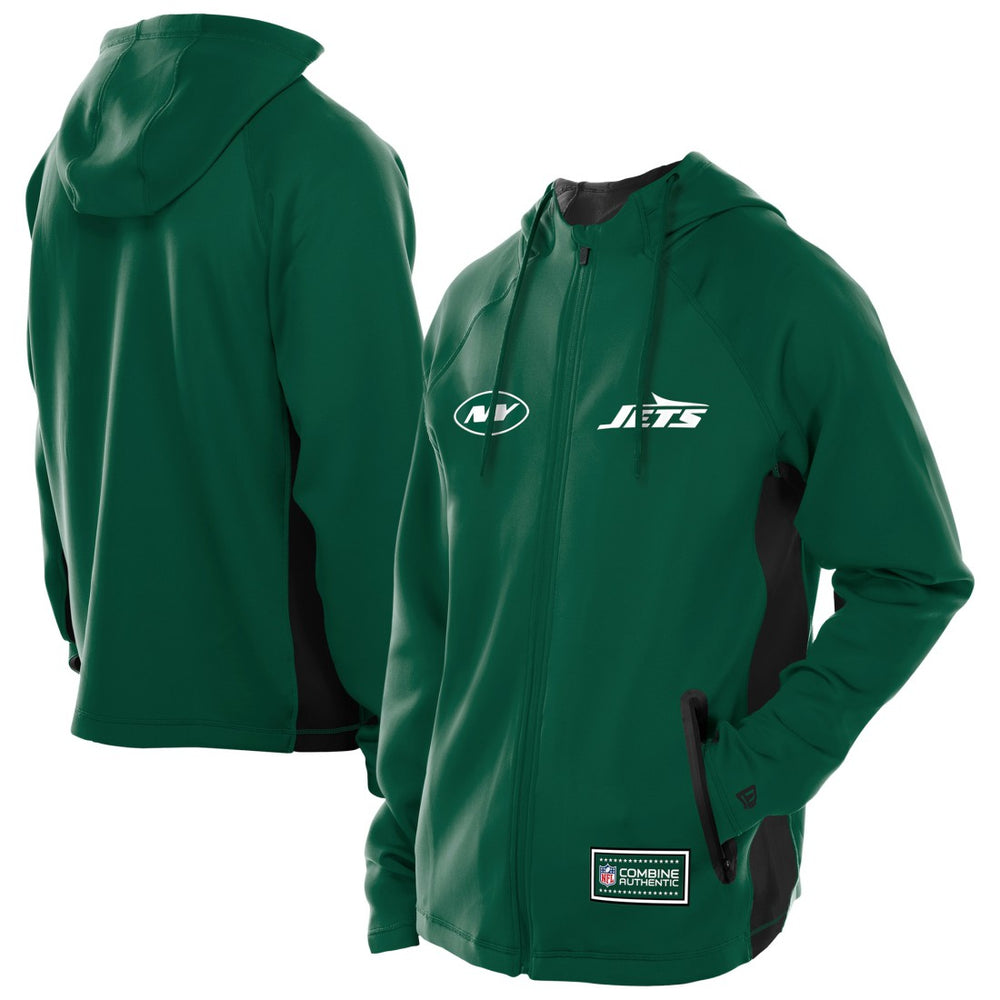 New York Jets New Era Combine Authentic Raglan Scuba Full-Zip Hoodie - Green sale