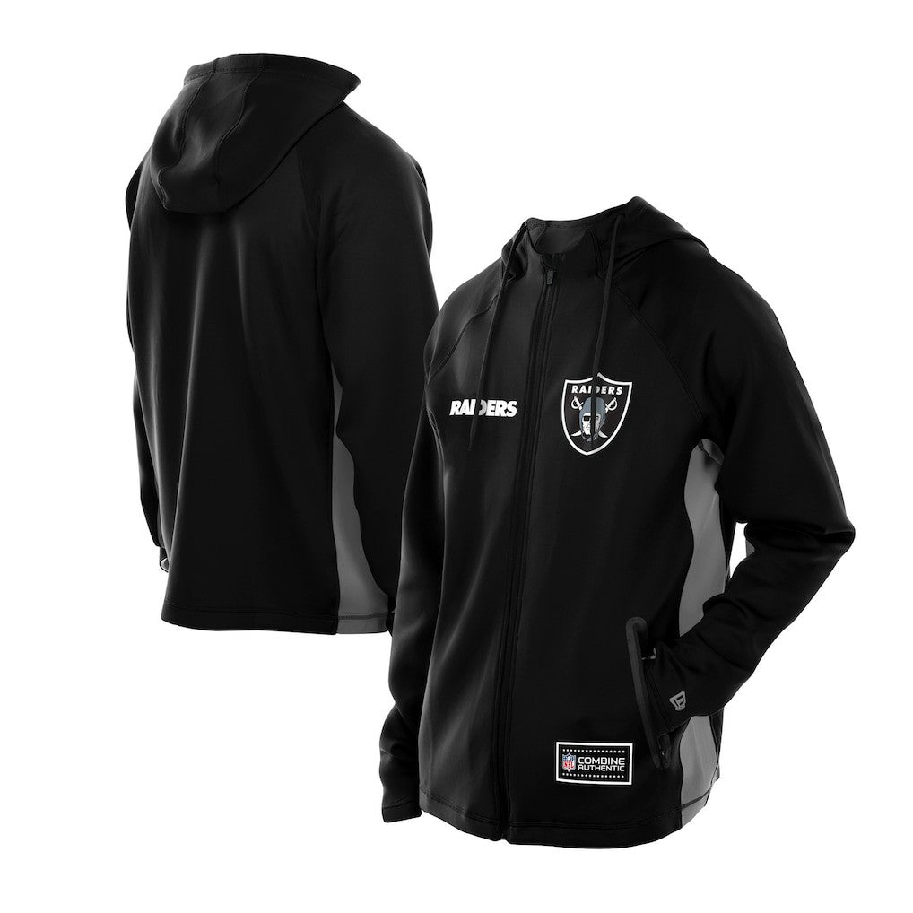 Las Vegas Raiders New Era Combine Authentic Raglan Scuba Full-Zip Hoodie - Black sale
