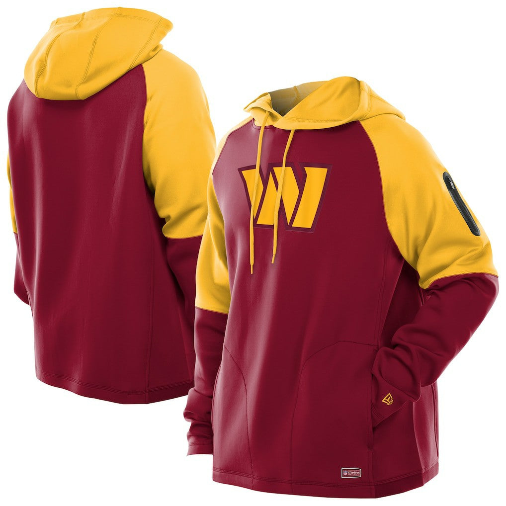 Washington Commanders New Era Combine Authentic Color Block Raglan Pullover Hoodie - Burgundy sale