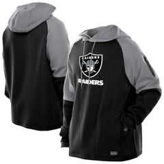 Las Vegas Raiders New Era Combine Authentic Color Block Raglan Pullover Hoodie - Black on sale
