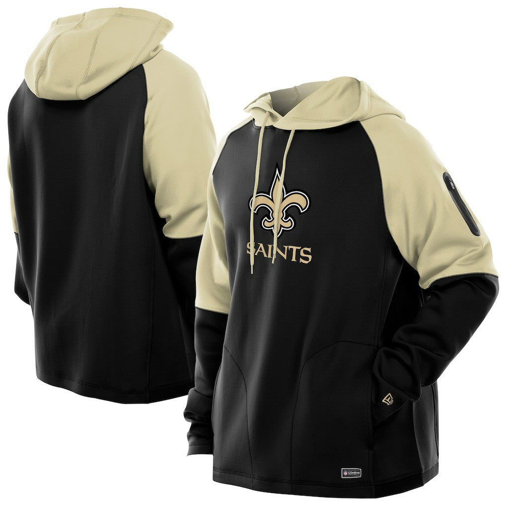 New Orleans Saints New Era Combine Authentic Color Block Raglan Pullover Hoodie - Black for sale