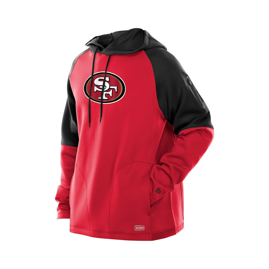 San Francisco 49ers New Era Combine Authentic Color Block Raglan Pullover Hoodie - Scarlet discount