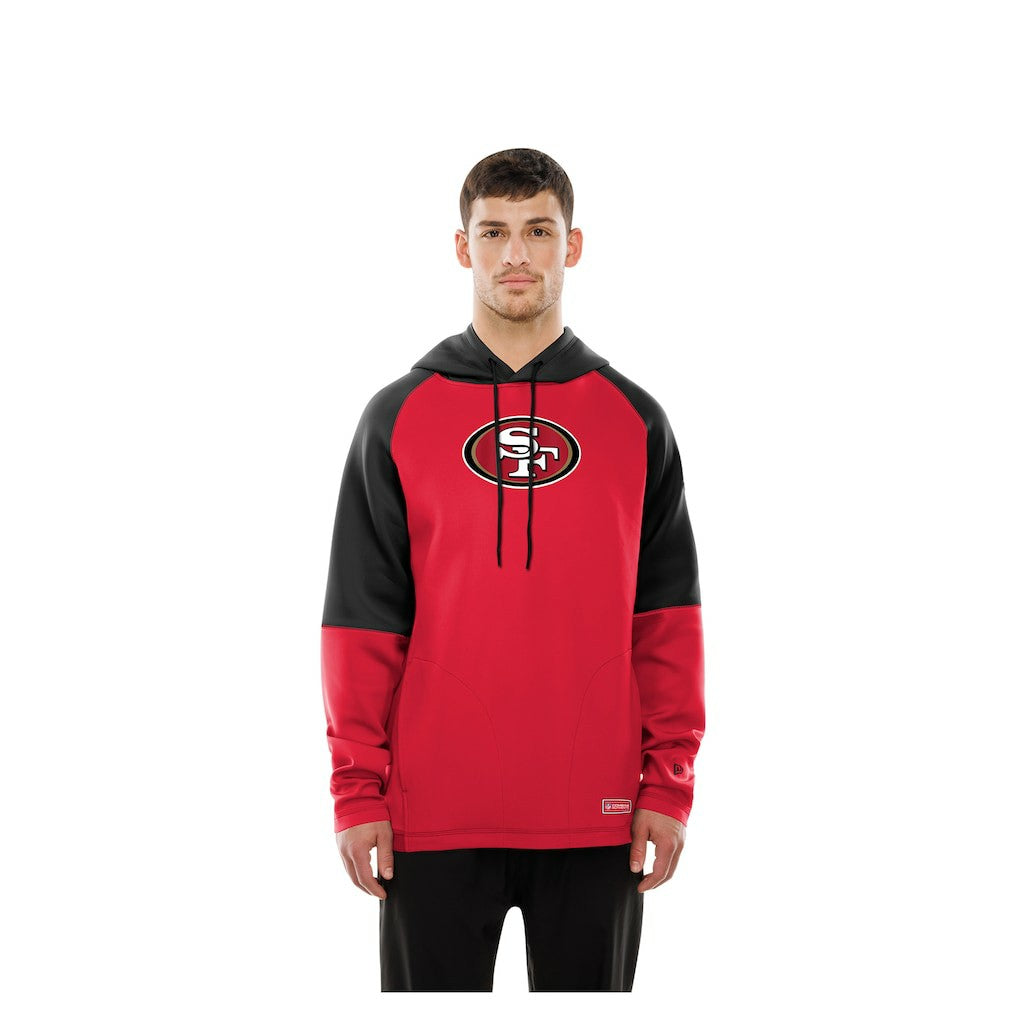 San Francisco 49ers New Era Combine Authentic Color Block Raglan Pullover Hoodie - Scarlet discount