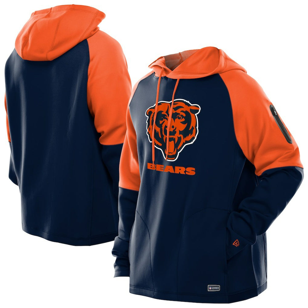 Chicago Bears New Era Combine Authentic Color Block Raglan Pullover Hoodie - Navy for sale