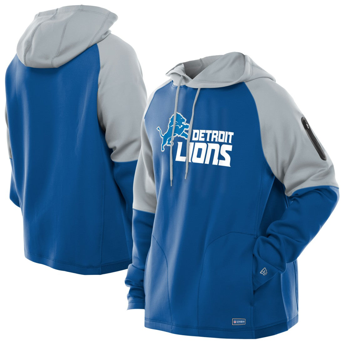 Detroit Lions New Era Combine Authentic Color Block Raglan Pullover Hoodie - Blue for sale