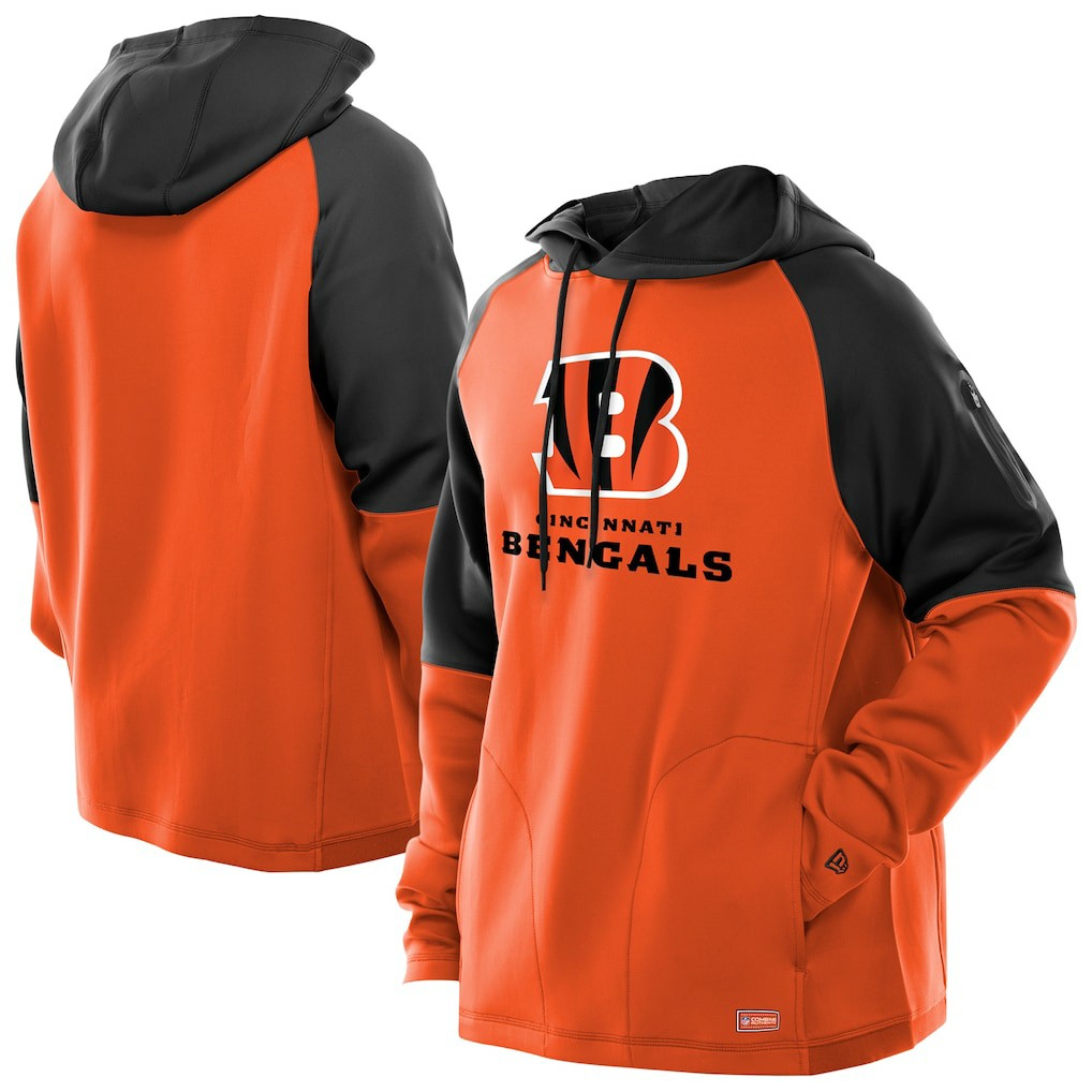 Cincinnati Bengals New Era Combine Authentic Color Block Raglan Pullover Hoodie - Orange cheap