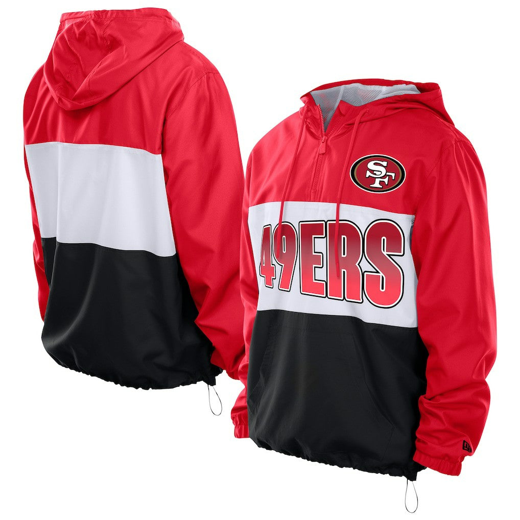 San Francisco 49ers New Era Ripstop Quarter-Zip Hooded Windbreaker - Scarlet online