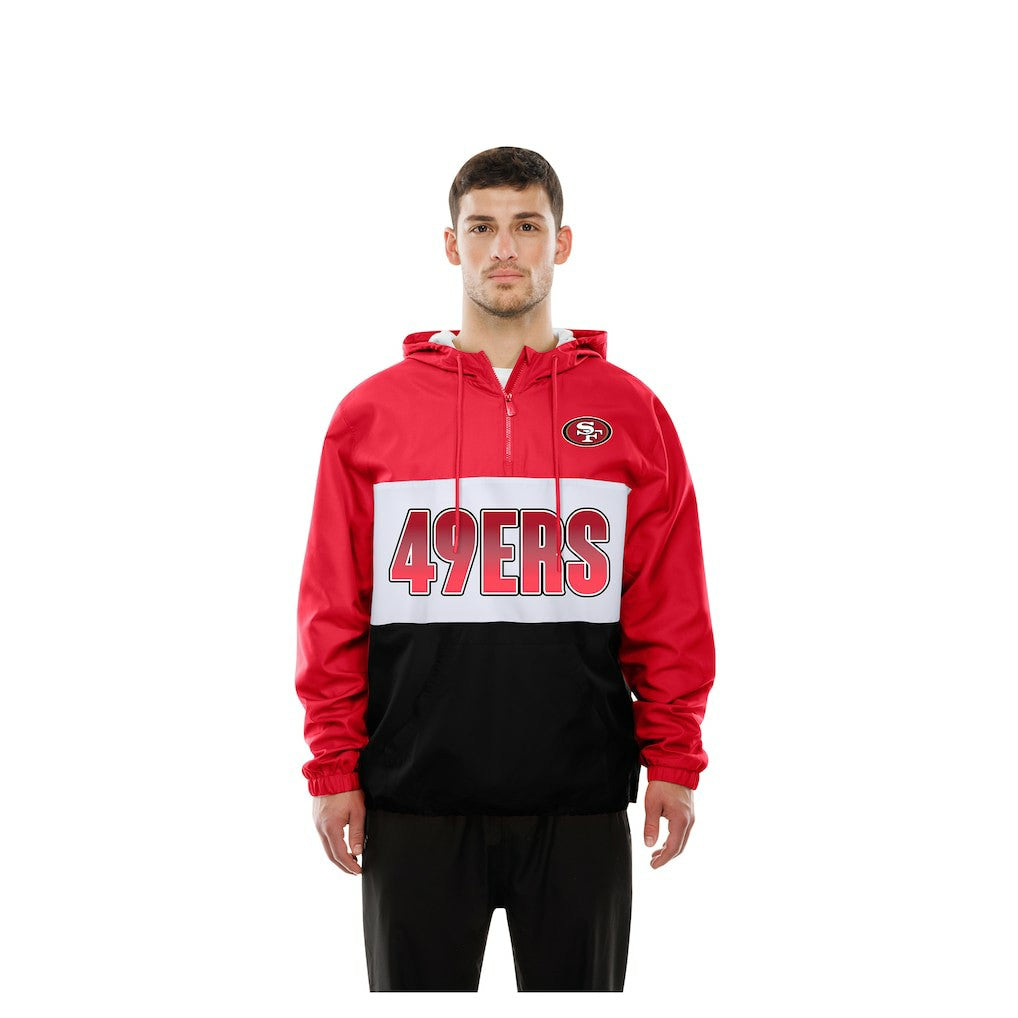 San Francisco 49ers New Era Ripstop Quarter-Zip Hooded Windbreaker - Scarlet online