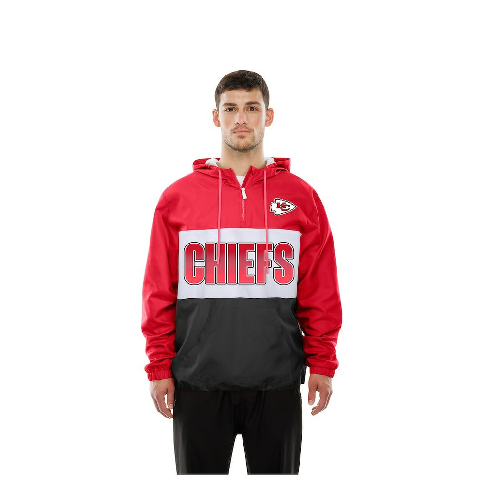 Kansas City Chiefs New Era Ripstop Quarter-Zip Hooded Windbreaker - Red cheap