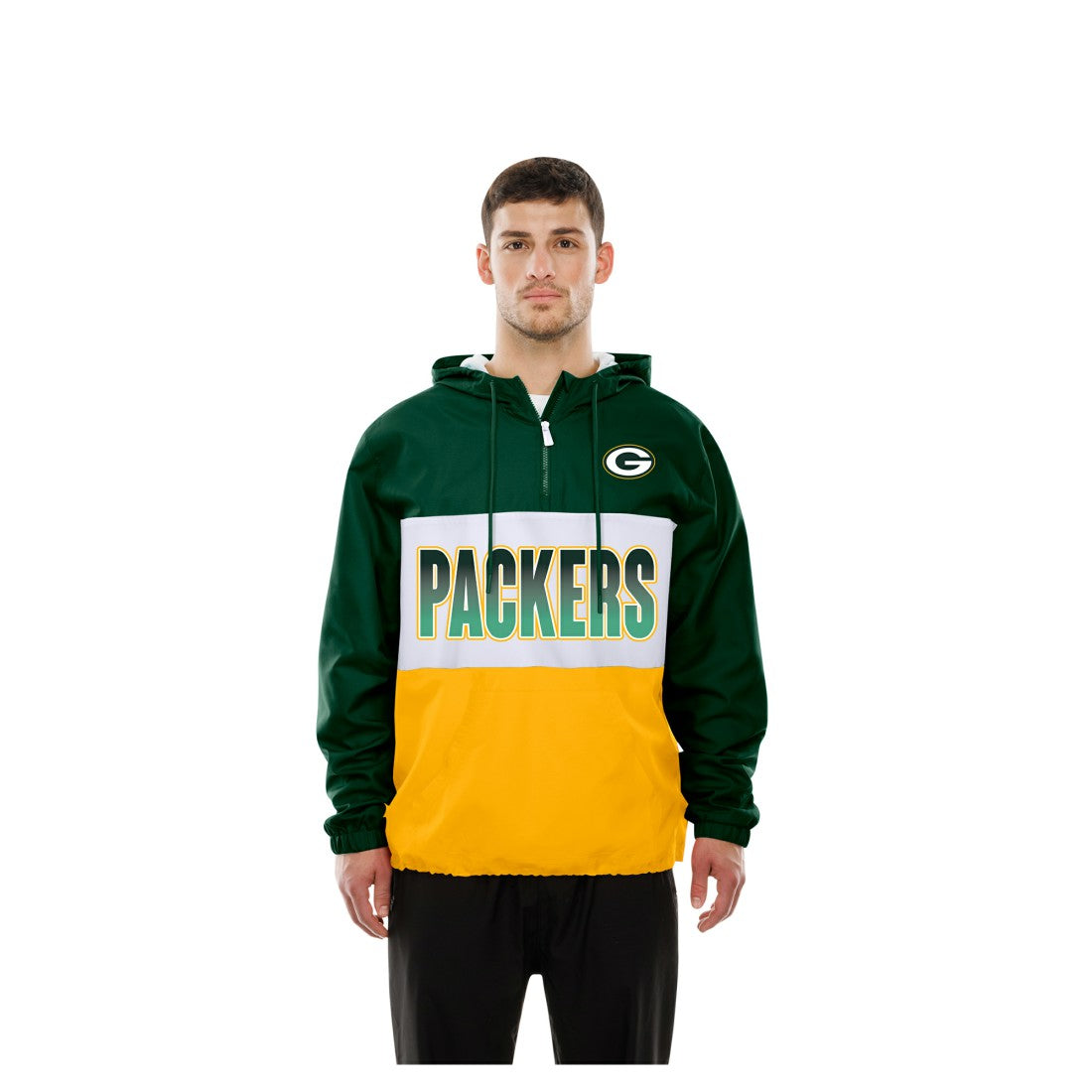 Green Bay Packers New Era Ripstop Quarter-Zip Hooded Windbreaker - Green online