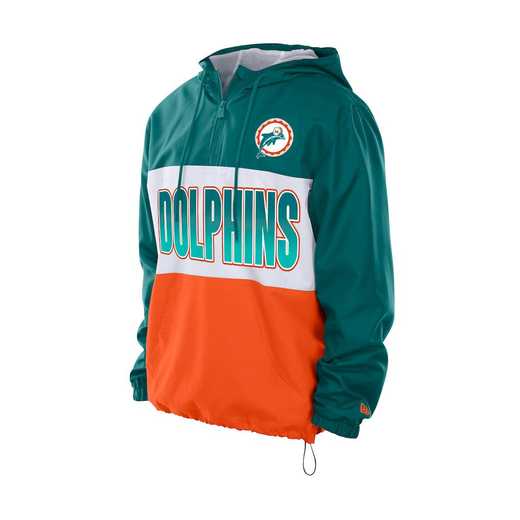 Miami Dolphins New Era Ripstop Quarter-Zip Hooded Windbreaker - Aqua outlet