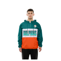 Miami Dolphins New Era Ripstop Quarter-Zip Hooded Windbreaker - Aqua outlet