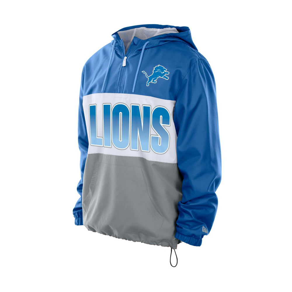 Detroit Lions New Era Ripstop Quarter-Zip Hooded Windbreaker - Blue outlet