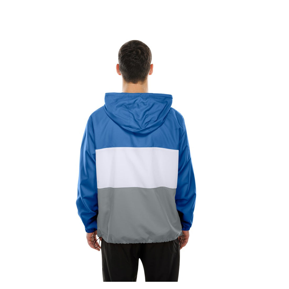 Detroit Lions New Era Ripstop Quarter-Zip Hooded Windbreaker - Blue outlet