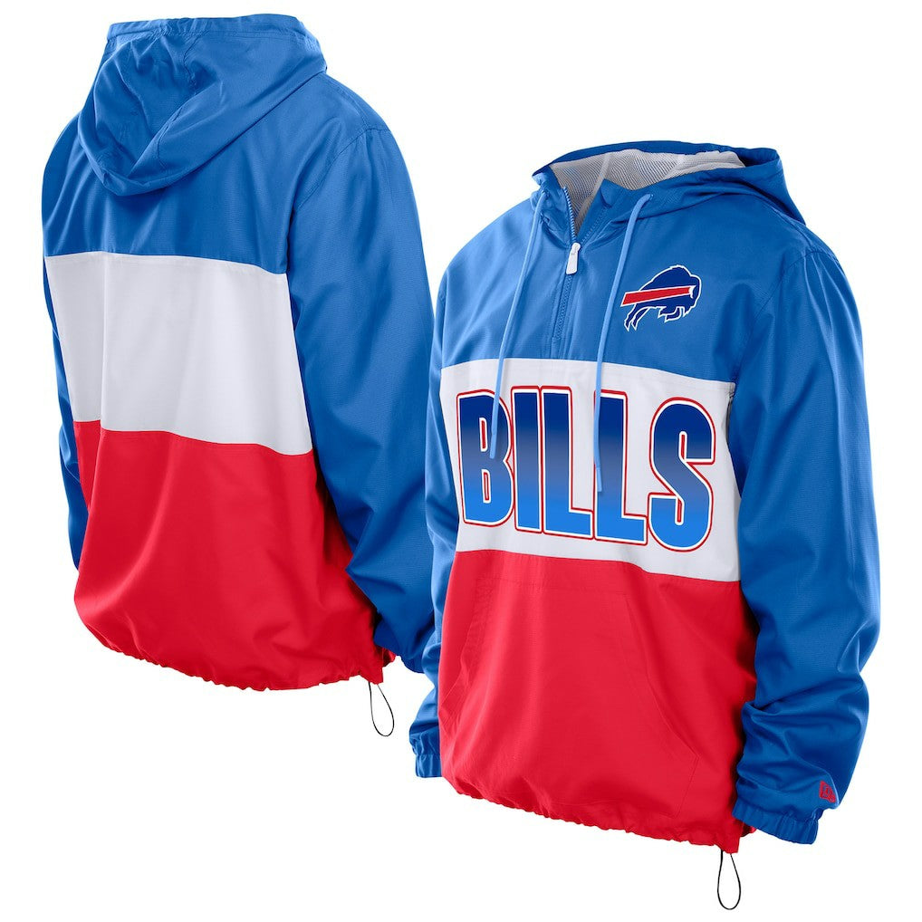 Buffalo Bills New Era Ripstop Quarter-Zip Hooded Windbreaker - Royal on sale