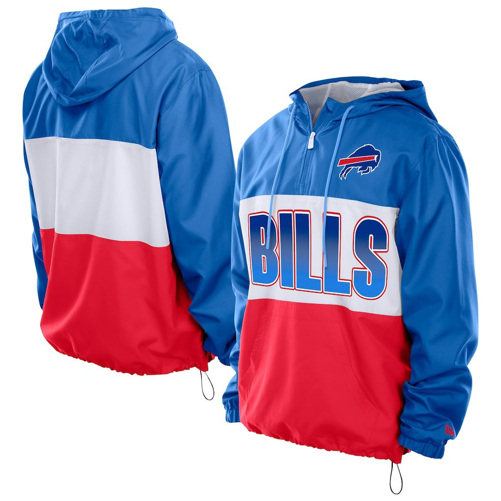 Buffalo Bills New Era Ripstop Quarter-Zip Hooded Windbreaker - Royal on sale