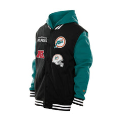 Miami Dolphins New Era Full-Snap Fleece Hoodie Jacket - Black discount