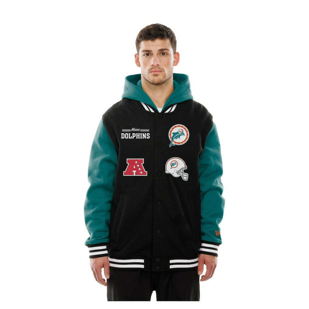 Miami Dolphins New Era Full-Snap Fleece Hoodie Jacket - Black discount