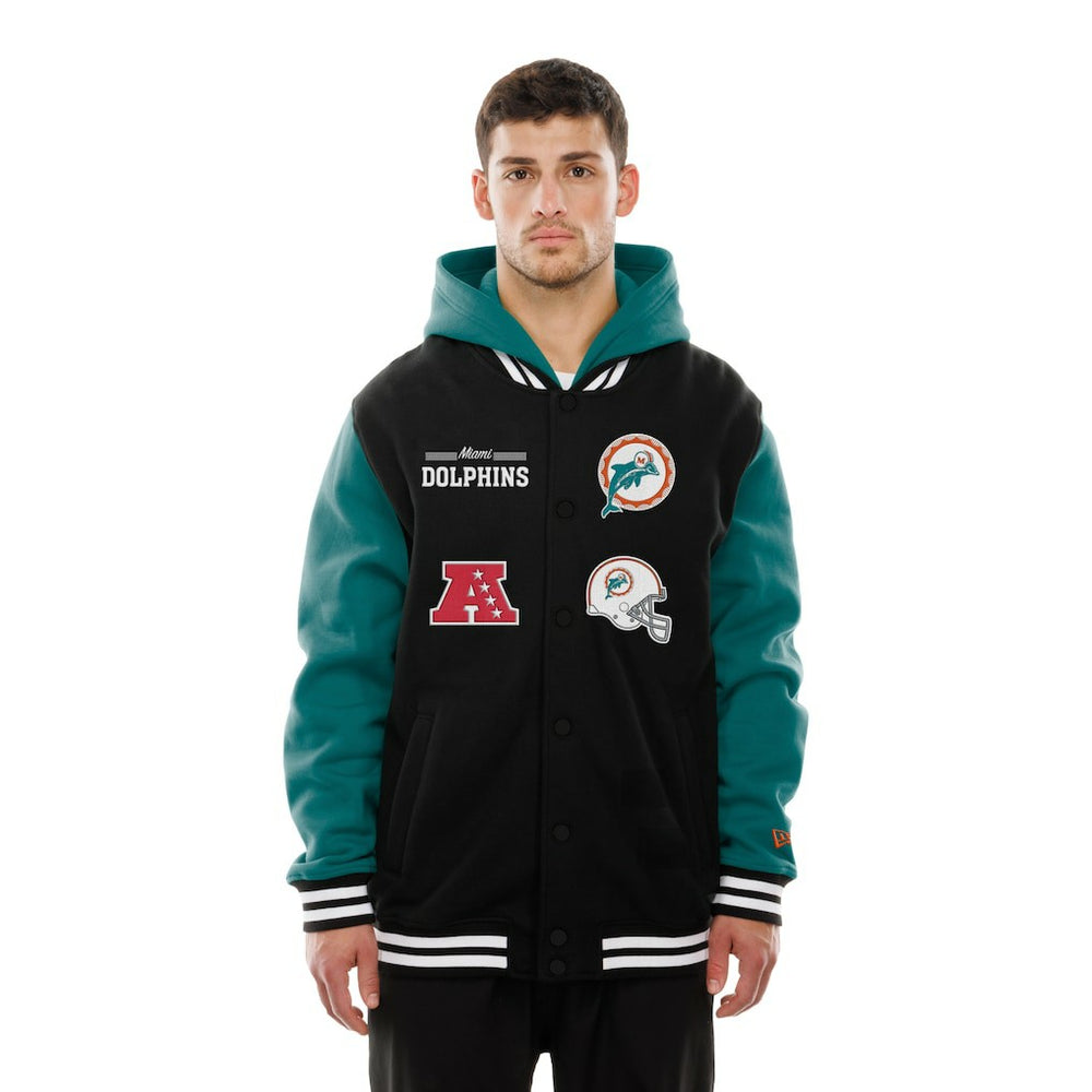 Miami Dolphins New Era Full-Snap Fleece Hoodie Jacket - Black discount