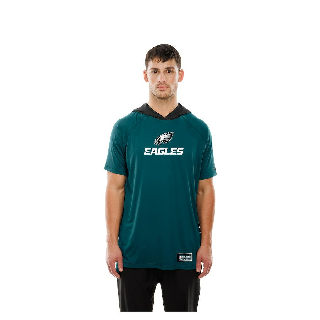 Philadelphia Eagles New Era Combine Authentic Hooded Raglan Short-Sleeve T-Shirt - Midnight Green discount