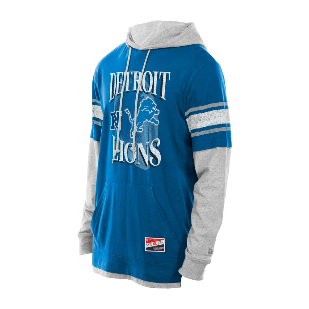 Detroit Lions New Era Twofer Layered Long Sleeve Hoodie T-Shirt - Blue outlet