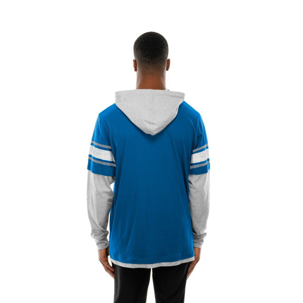 Detroit Lions New Era Twofer Layered Long Sleeve Hoodie T-Shirt - Blue outlet
